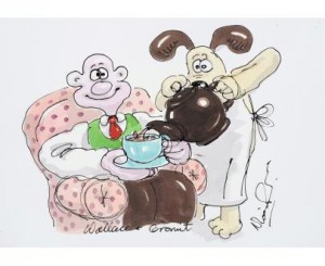 Charity cash pours in for Wallace and Gromit tea sketch