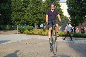 Law firm boss goes flat out for Cycle To Work Day – on a Victorian penny farthing that can’t go uphill