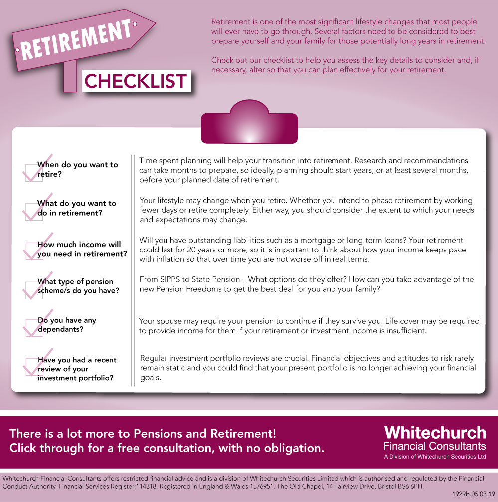 Whitechurch Financial Consultants: Your retirement checklist