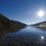 Blick Ã¼ber den Davosersee nach Davos